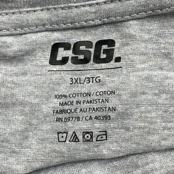 CSG Mens Gray Short Sleeve Basic Crew T-Shirt Size 3XL - Picture 3 of 3